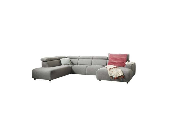 Kawola Wohnlandschaft Riso Grau Webstoff, Textil, Echtholz, Füllung: Schaumstoff, Ottomane rechts, 331x81x240 cm, Wohnzimmer, Sofas & Couches, Wohnlandschaften, Wohnlandschaft U-Form