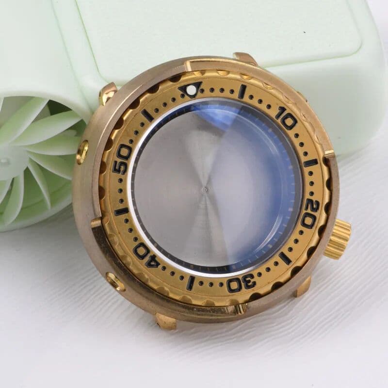 NONE Heimdallr 47mm Aluminum Bronze Tuna Can Watch Case 300M Waterproof Sapphire Glass For NH35 NH36 C3 Luminous Diving Watch Case