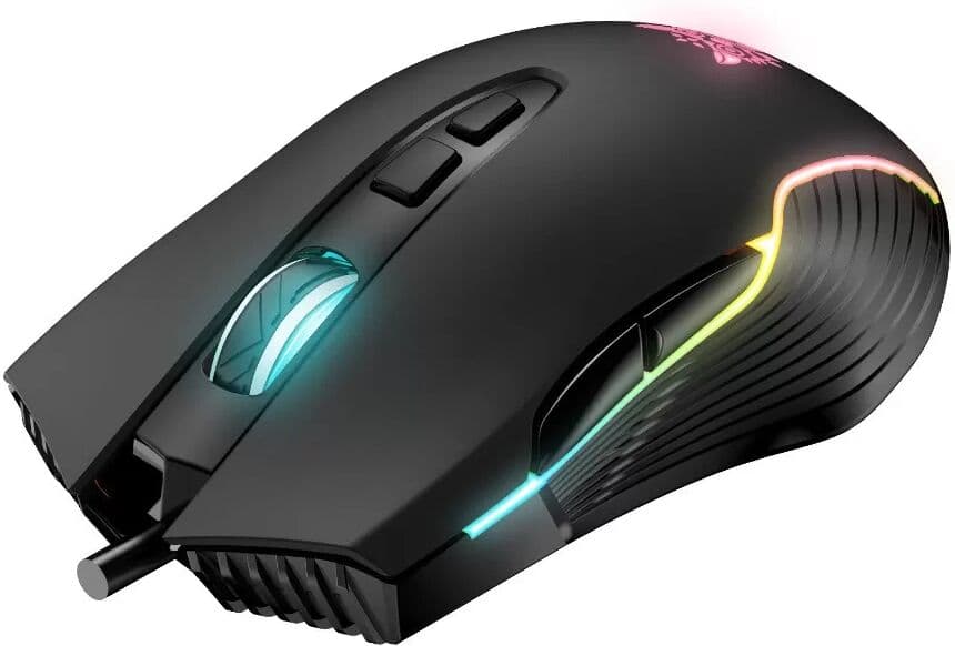 INF Kabelgebundene Gaming-Maus mit RGB-Beleuchtung, 7 Tasten, einstellbare DPI bis 7200, INT-725F Sensor, UB 2.0 Schnittstelle, Schwarz