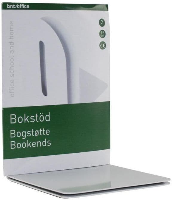 NO BRAND Bokstöd metall 15cm, Vit 2/fp