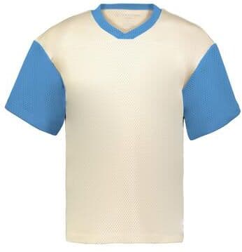 Holloway 226120 PREP STREET FAN JERSEY T-Shirt in Alabaster/Columbia Blue size Medium   Polyester