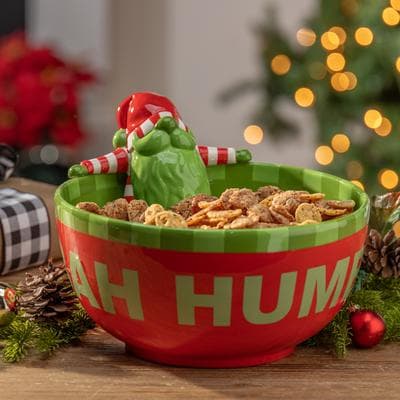 Gerson International 10 Inch Dolomite Bah Humbug Holiday Gnome Bowl