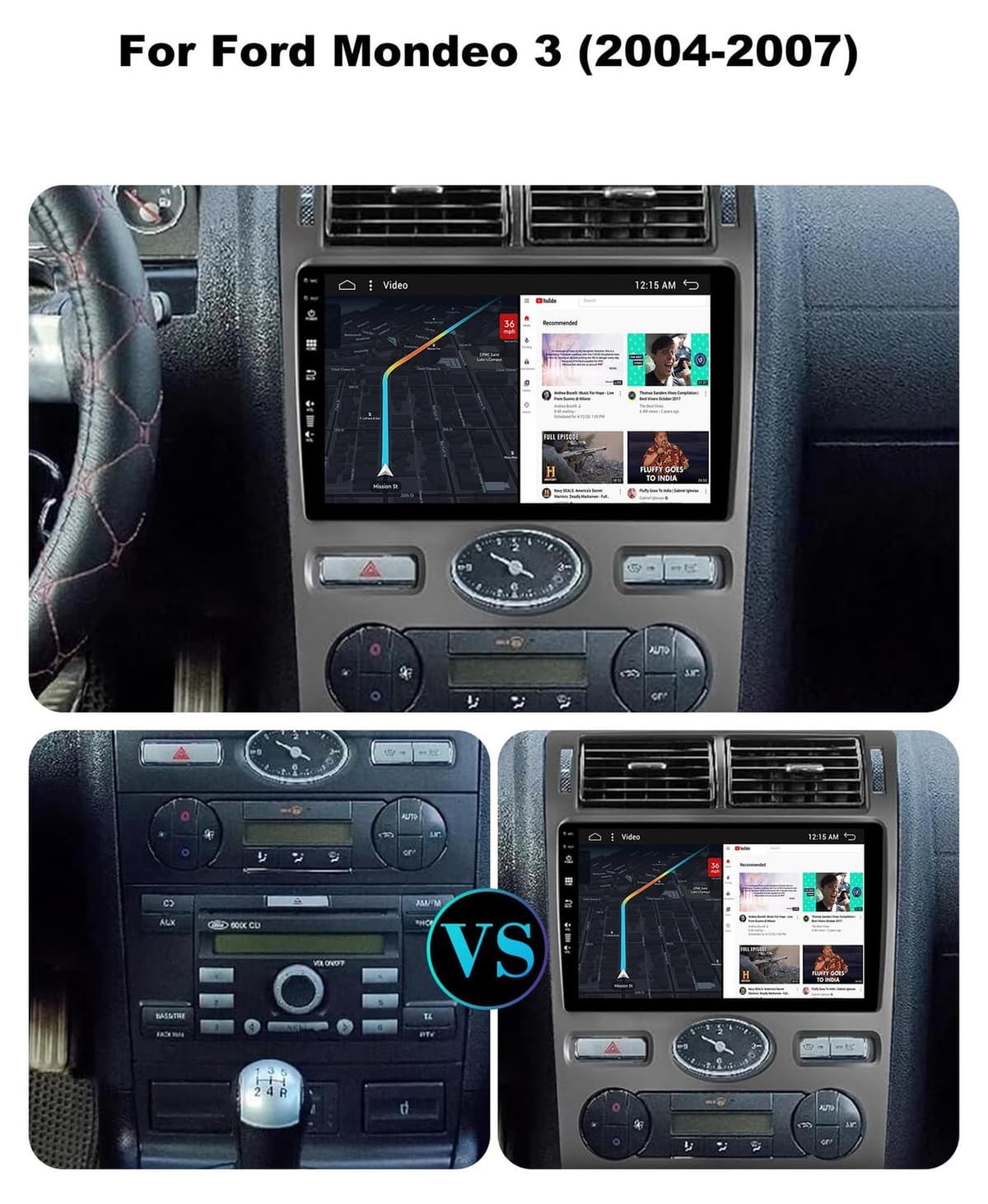 Selius Android 15 IPS Autoradio voor Ford Mondeo (2004-2007) - 2GB + 64GB - Draadloos CarPlay