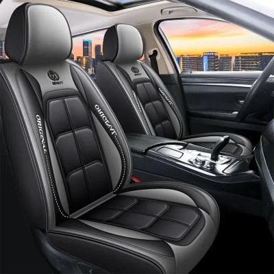 Inspire Select Universal Synthetic Leather Car Seat Cover All Season Premium Cushion Protector For Cars, SUVs, Trucks & Sedans gray 2pcs