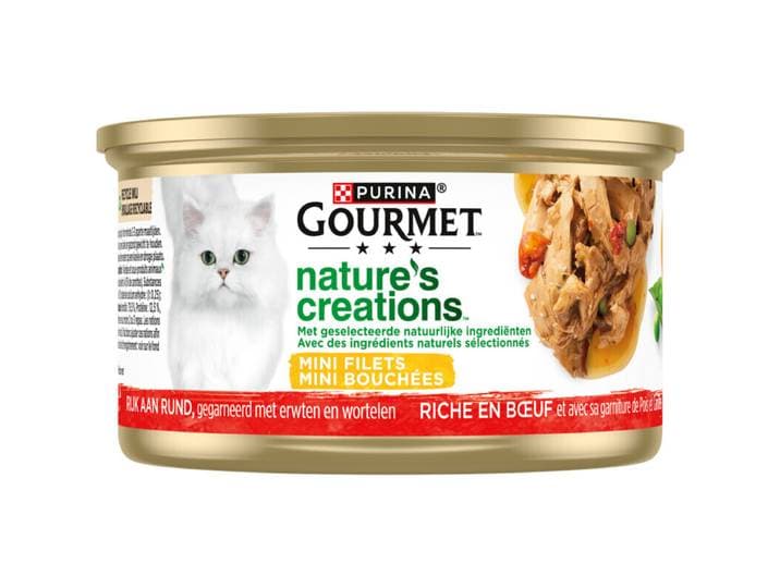 Gourmet Natuurlijke creatie rijk aan rund kattenvoer 85 g