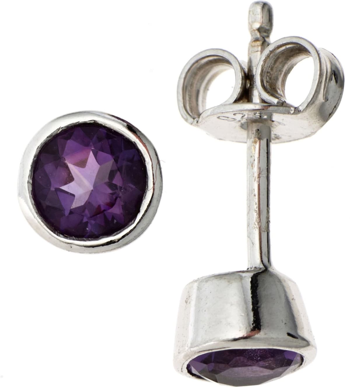 Paar Ohrstecker JOBO "Ohrringe mit Amethyst", silber (silber 925), Ohrringe, Damen, 5mm, Silber 925 (Sterlingsilber), 925 Silber rhodiniert