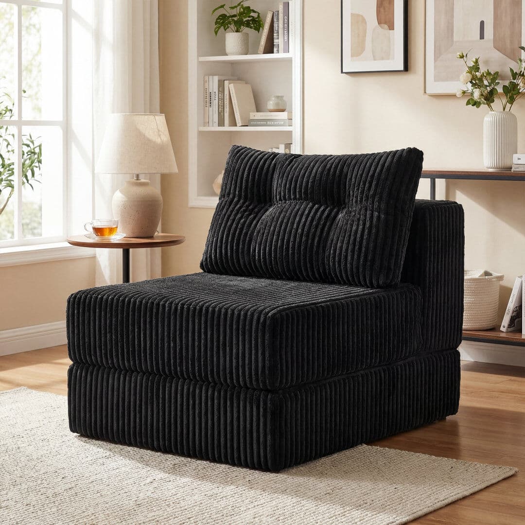 Ebern Designs Velvet Chaise Lounge Black 46cm H X 73cm W X 200cm L