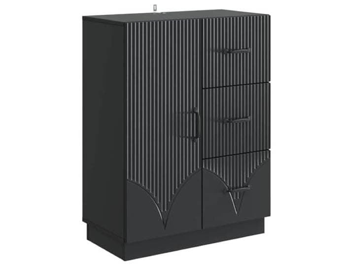 TYVANDE Sideboard schwarz 66 x 34,5 x 87 cm Ingenieurholz 3 Schubladen, 1 Tür mit 90° drehbarem Scharnier, maximales Gewicht 60 kg, Holz, Esszimmer, Wohnzimmer, Eingangsbereich