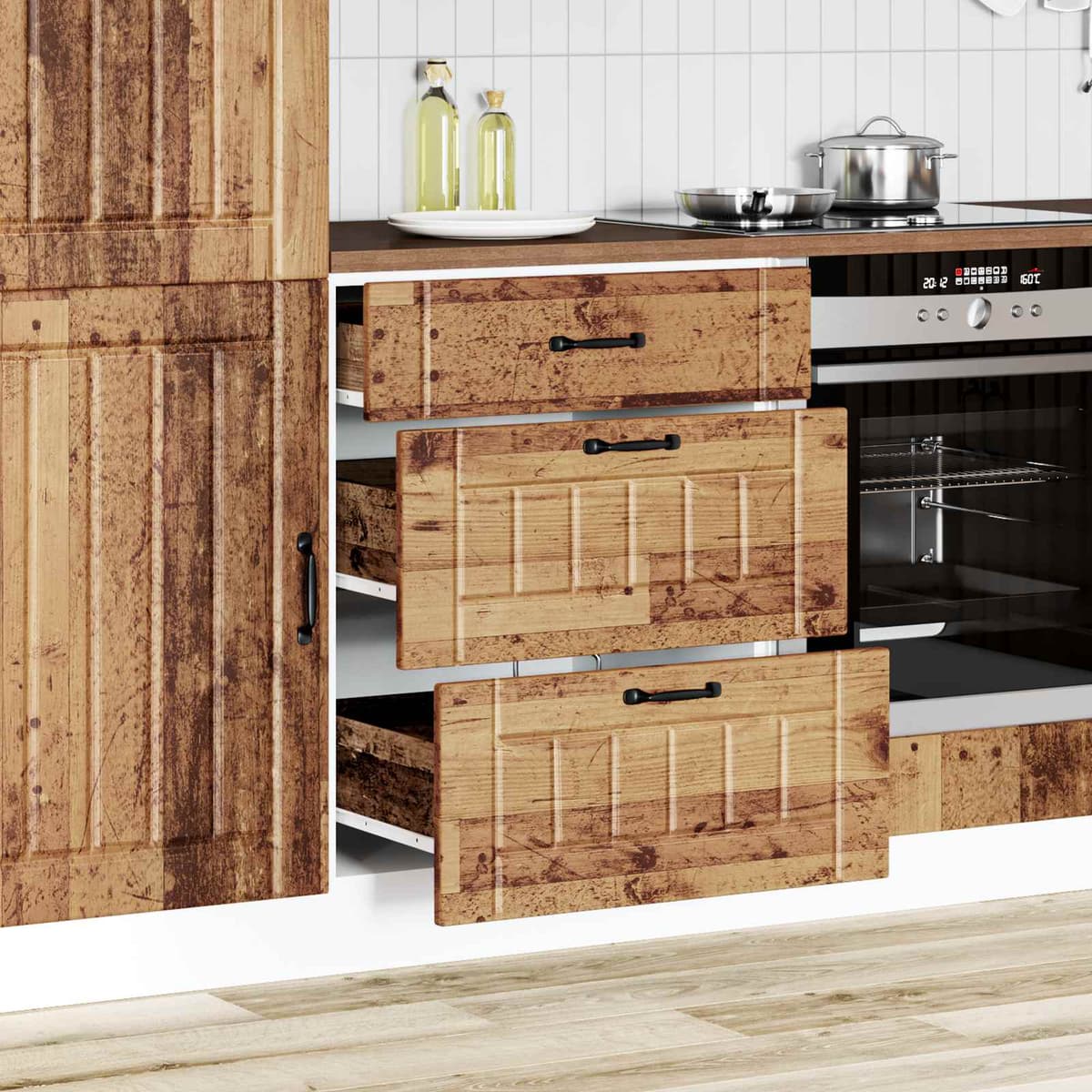 vidaXL Armoire de cuisine Lucca vieux bois bois ingénierie