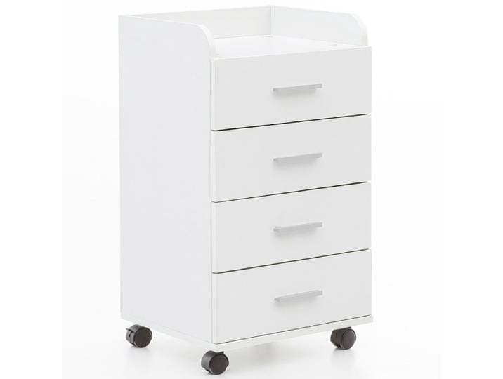 rolcontainer WL5.748 40 x 70\,5 x 33 cm wit Bureaucontainer Rolkast 4 laden Hedendaagse ladekast met zwenkwielen Standcontainer Kantoorcontainer Zijcontainer