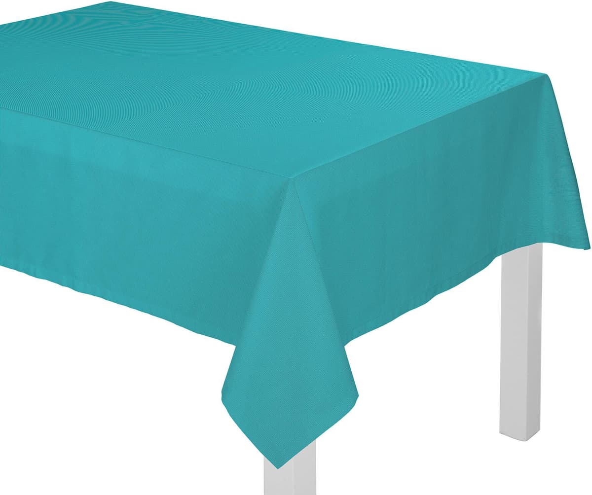 Tischdecke ADAM "Uni Collection" Gr. 8, blau (türkis), B:145cm L:220cm, Bio-Baumwolle, Tischdecken, Tischdecke, aus 100% Bio-Baumwolle türkis B/L: 145cm x 220cm, 1 Stk., oval