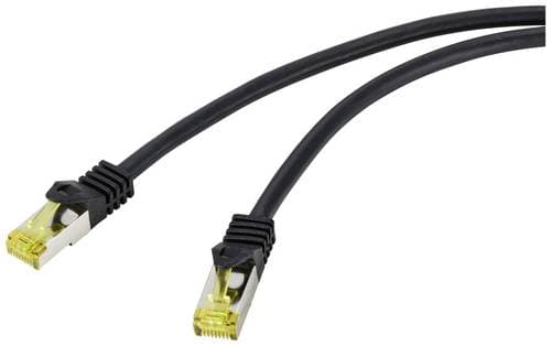 Renkforce RF-4995160 RJ45 Patchkabel CAT 6a (Rohkabel CAT 7) S/FTP 0.50m Schwarz TPE-Mantel, Flexibel, Flammwidrig 1St.
