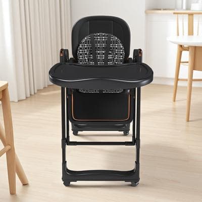 ZWYO HOSIMU Convertible Baby High Chair Rocker 6M-3Y Polypropylene PU Leather Foldable Feeding Chair 5-Point Harness Tray Lock Wheels