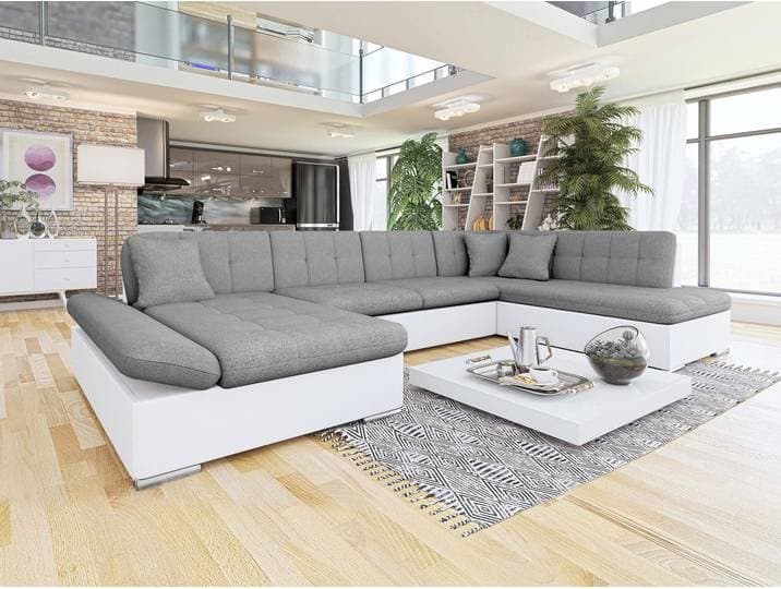 MIRJAN24 Ecksofa Bergen mit Bettkasten, Regulierbare Armlehnen, U-Form Schlafsofa vom Hersteller, Wohnlandschaft (Farbe: Soft 017 + Soul 17, Ecksofa: Links)