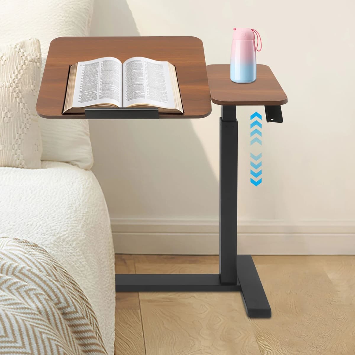 NONE Mobile Standing Desk with Tray Top Adjustable Height 26-41in Rotating 40kg Load Locking Hidden Wheels for Home Office Laptop
