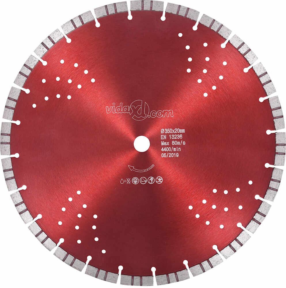 vidaXL Disque de coupe diamanté avec turbo et trous Acier 350 mm