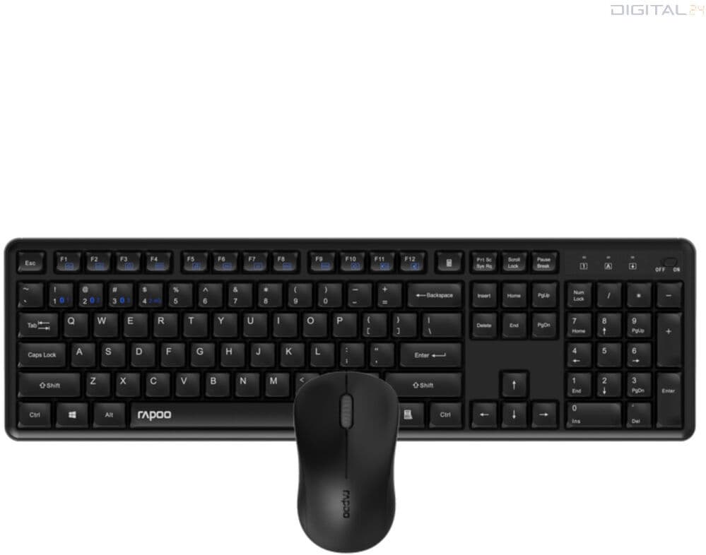 RAPOO 8150M multimode vezeték nélküli billentyűzet + egér szett (Bluetooth, 2,4 GHz), csendes (229634)