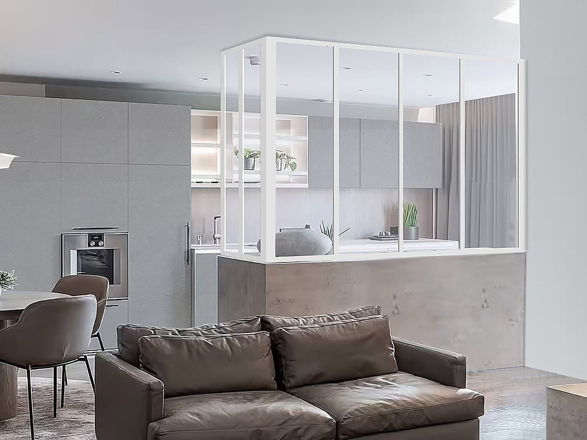 Unique Ścianka narożna z aluminium malowanego proszkowo - Dł.120 x Gł.60 x Wys.105 cm - Biała - BAYVIEW