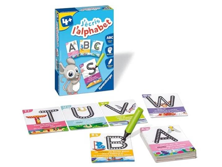Ravensburger - Educatief spel - Ik schrijf het alfabet - Voorbereiding op het schrijven - Spelenderwijs kinderrijmpjes leren - Punttraceren - Vanaf 4 jaar - 24083