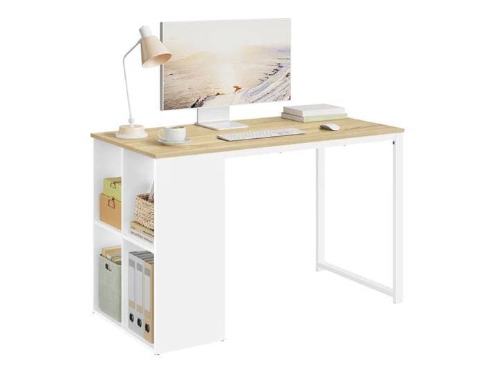 WOLTU Bureau en Métal et Bois - 120x60x75cm - Table d'ordinateur - Chêne