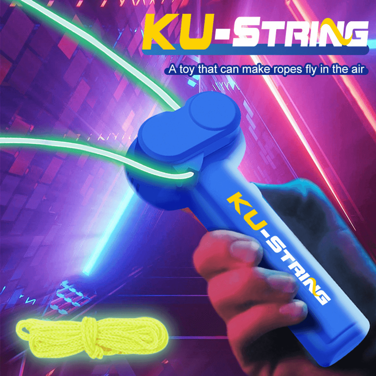 Zipper-String - Rope Thruster Med Oppladbart Batteri Og Led-Lys, Elektrisk Tau - Årets Leke (Grønn)