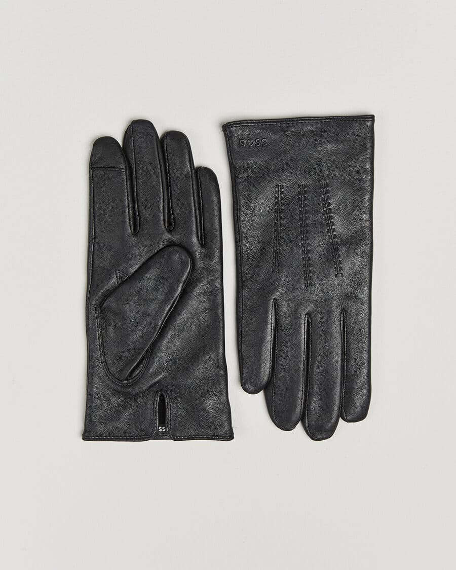 Boss BLACK Hainz Leather Glove Black men 9 Sort