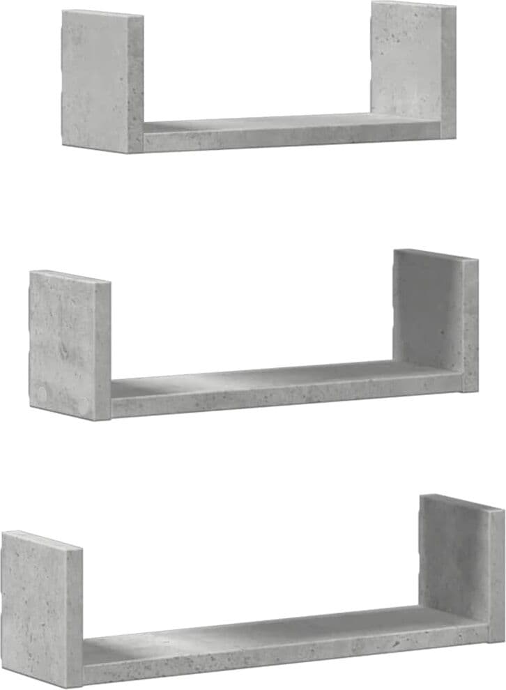 vidaXL Étagères murales 3 pcs gris béton bois d'ingénierie