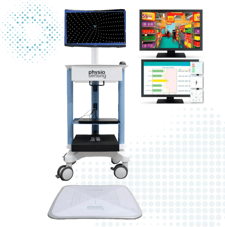 Estação completa de posturografía Physiosensing: plataforma de força avançada para o equilíbrio e a reabilitação vestibular