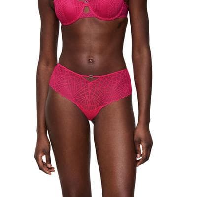 Hipster TRIUMPH "That Night In Vegas", Damen, Gr. 42, Mesh, Spitze, pink (flashy pink), Mesh, Spitze, Obermaterial: 80% Polyamid, 20% Elasthan, körpernah, Unterhosen, grafische Spitze, Mesh, elegant, verführerische Silhouette