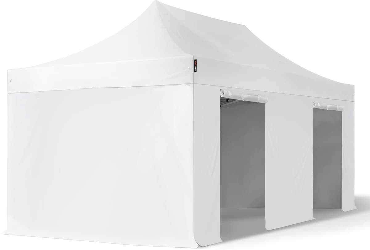 TOOLPORT 3x6m Teräs pop-up teltta, sis. 4 sivuseinää, valkoinen - (600084)