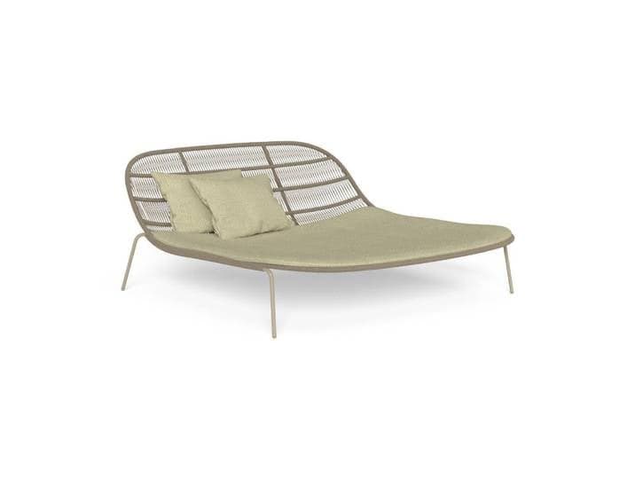 TALENTI lit de repos d'extérieur PANAMA Collection Premium (Dove / Plain beige - Cordes nautiques, aluminium peint et tissu)