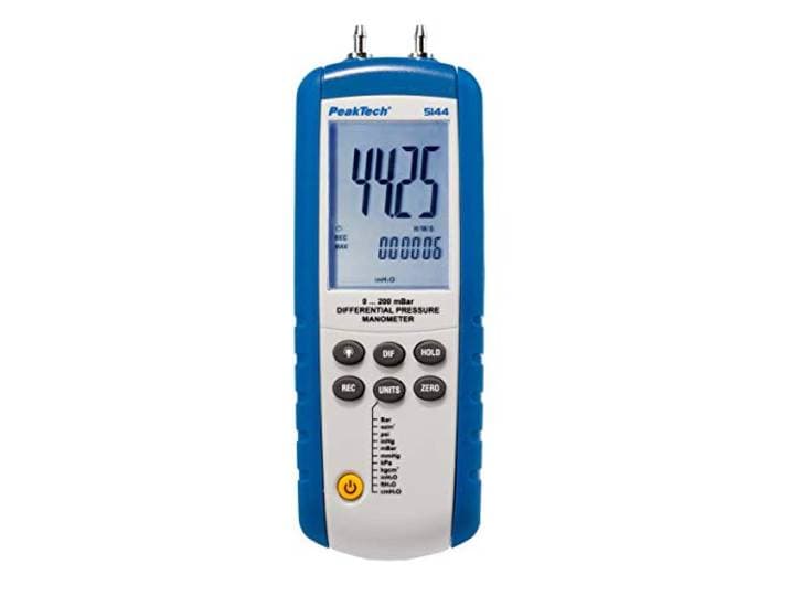 PeakTech 5144 – digitale manometer met meetbereik tot max. 200 mbar, drukverschilmeter met USB-poort, meting van drukverschillen, LCD-scherm met verlichting, incl. Windows-software