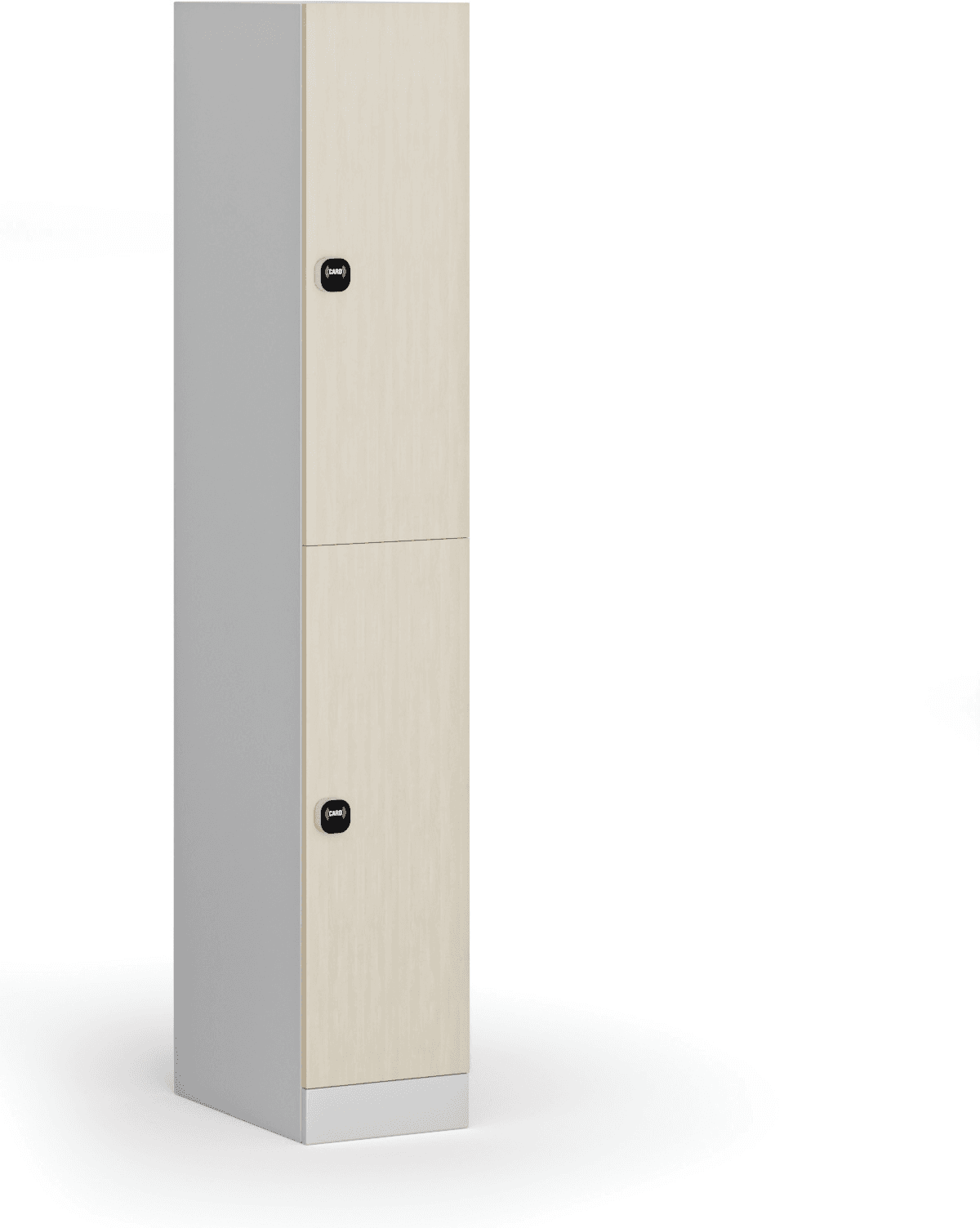 B2B Partner Šatní skříňka S1 s úložnými boxy, 2 boxy, 1850 x 300 x 500 mm, demont, RFID zámek, laminované dveře, bříza