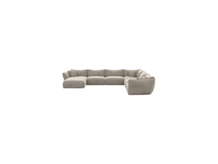 7-Sitzer Design Panorama-Sofa „Mareno XXL“ mit Samtbezug Samtbezug Beige dunkel BLOOMINGLOFT Collection
