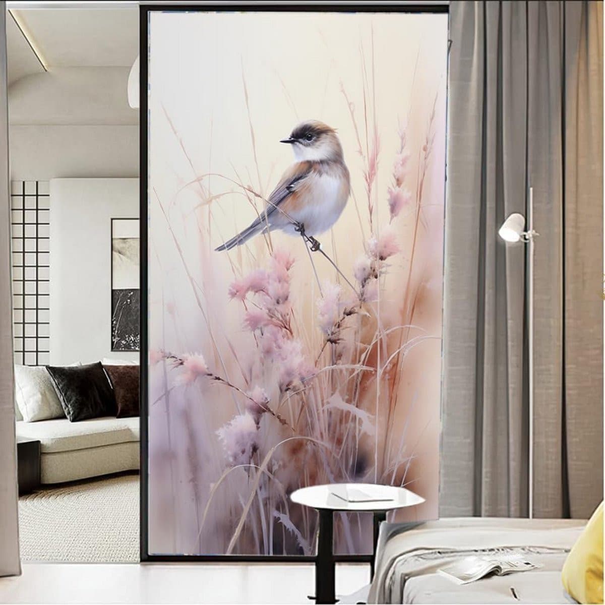 Decoratieve Statische Raamfolie met Rustiek Natuur- en Wilddieren Motief - Glas-in-lood Effect - Multicolour - 70 x 120 cm
