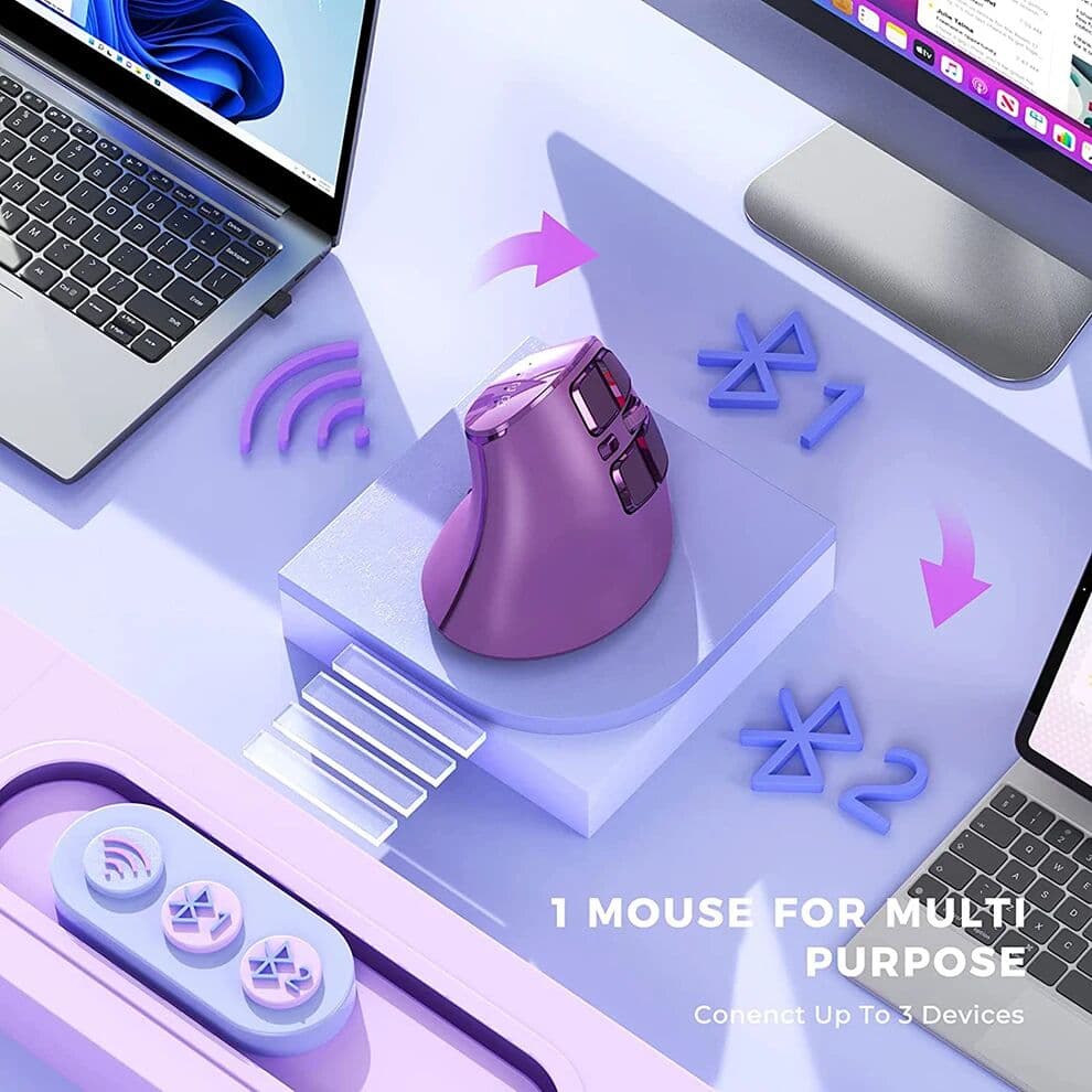 Jomaa Ergonomic Bluetooth Mouse Wireless Vertical Mouse Rechargeable Optical Mice for Multi-Purpose Compatible Apple Computers