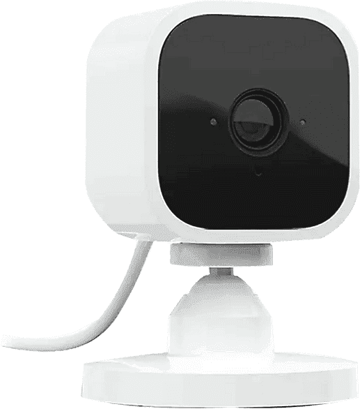 Cámara de seguridad - Amazon Blink Mini, 1080p, Detección movimiento, Visión nocturna,Talkback,Alexa,Blanco