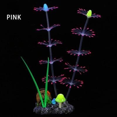 Inspire Select Glow Silicone Aquarium Plants Fluorescent Aquatic Grass & Coral Decor For Fish Tank Landscaping pink Water Grass