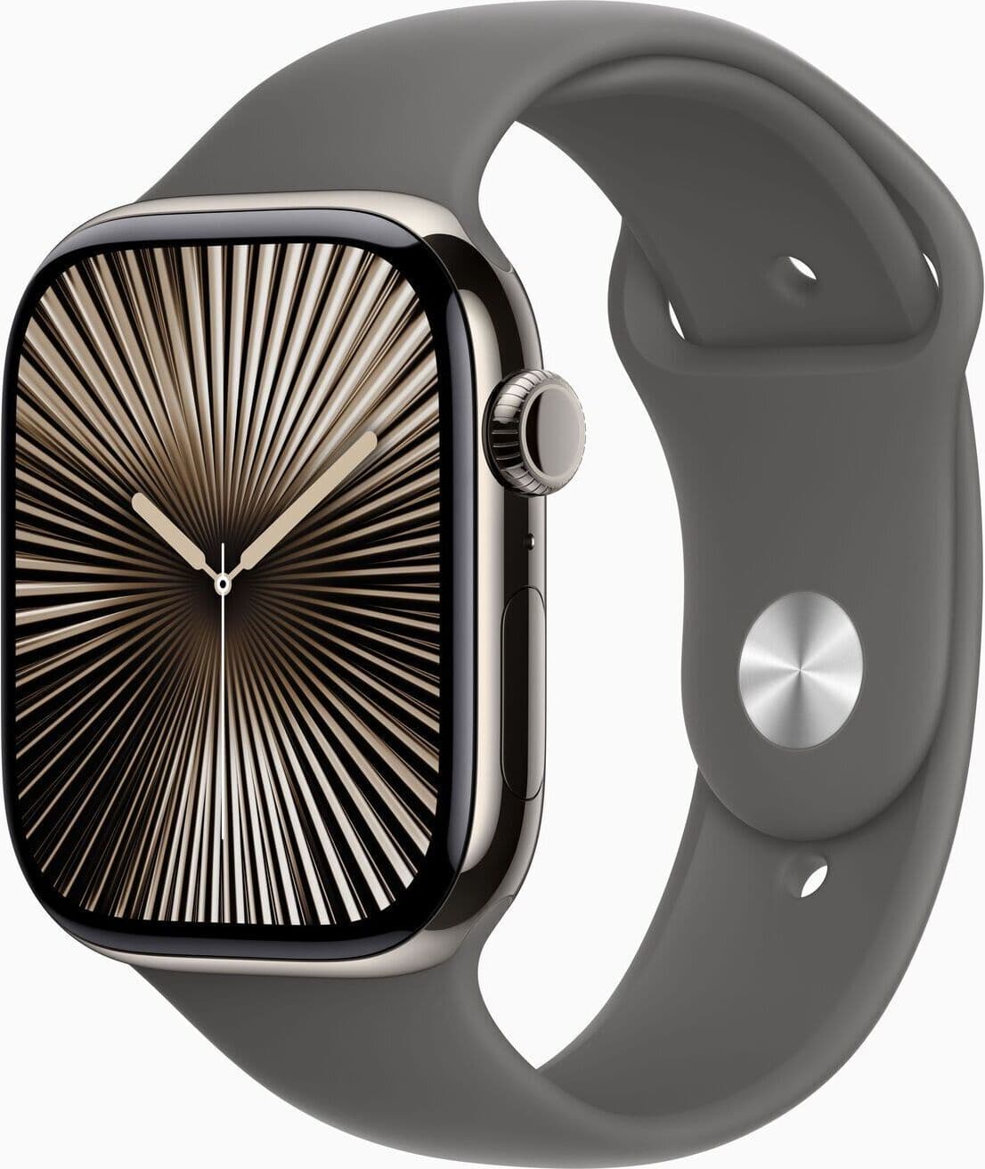 Apple Watch Series 10 Tytan 46 mm (2024)   GPS + Cellular   Naturalny   Pasek sportowy S/M   Kamiennoszary - Refurbished
