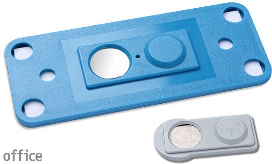 badgetec 10 Unités - Porte-badges OFFICE, magnétique smag&reg; aimant   bleu moyen   75 x 27 mm, plastique
