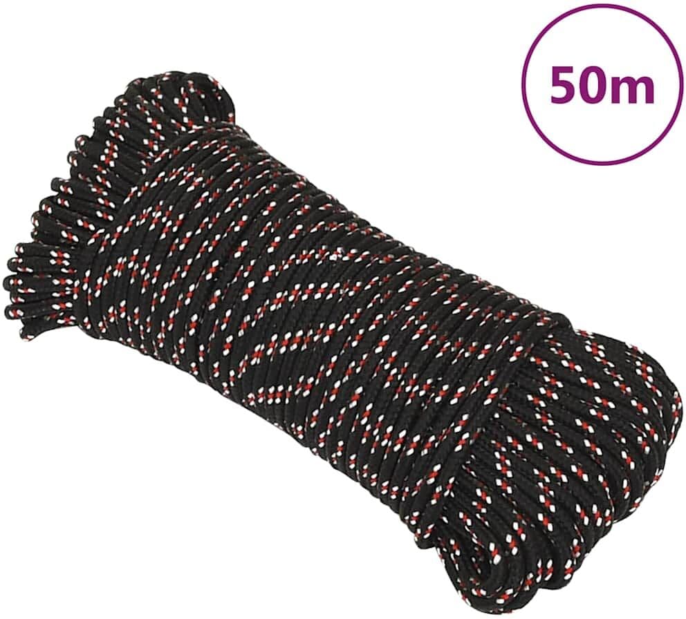 vidaXL Corde de bateau Noir 3 mm 50 m Polypropylène