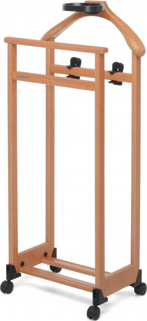 Foppapedretti 390006 Servomuto In Legno Con Ruote Appendiabiti 46x27x103 Cm Con Portapantaloni Vaschetta "Vuotatasche" E Pinze Appendigonna Colore Noce - 390006 L'Indossatore