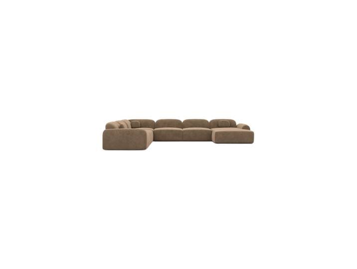 7-Sitzer Design Panorama-Sofa „Ravello XXL“ mit Samtbezug Samtbezug Braun BLOOMINGLOFT Collection