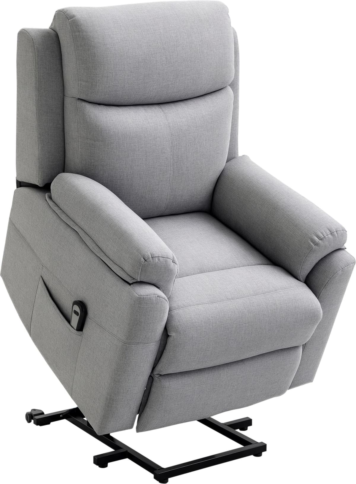 Altro Poltrona Relax Alzapersona Elettrica Reclinabile Con Telecomando E Poggiapiedi In Tessuto, Grigio Chiaro