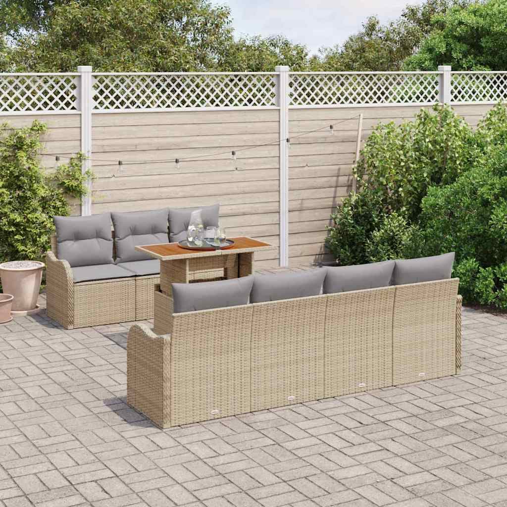 vidaXL Ensemble de canapé de jardin 8 pc beige et gris clair
