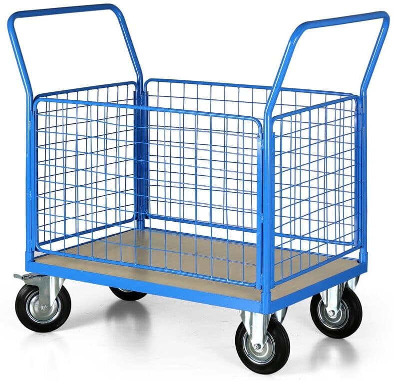 B2B Partner Wózek platformowy z 4 ścianami drucianymi, 1000x700 mm