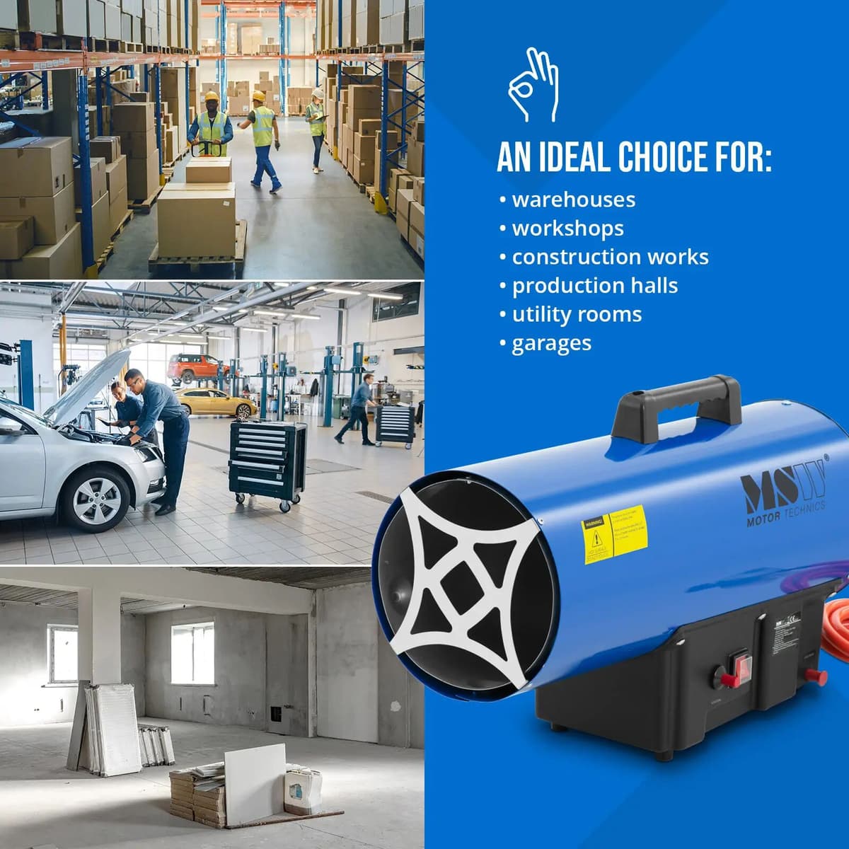 MSW Generatore di aria calda a gas - 30000 W - 310 m² - Accensione manuale -GH-ET-30000