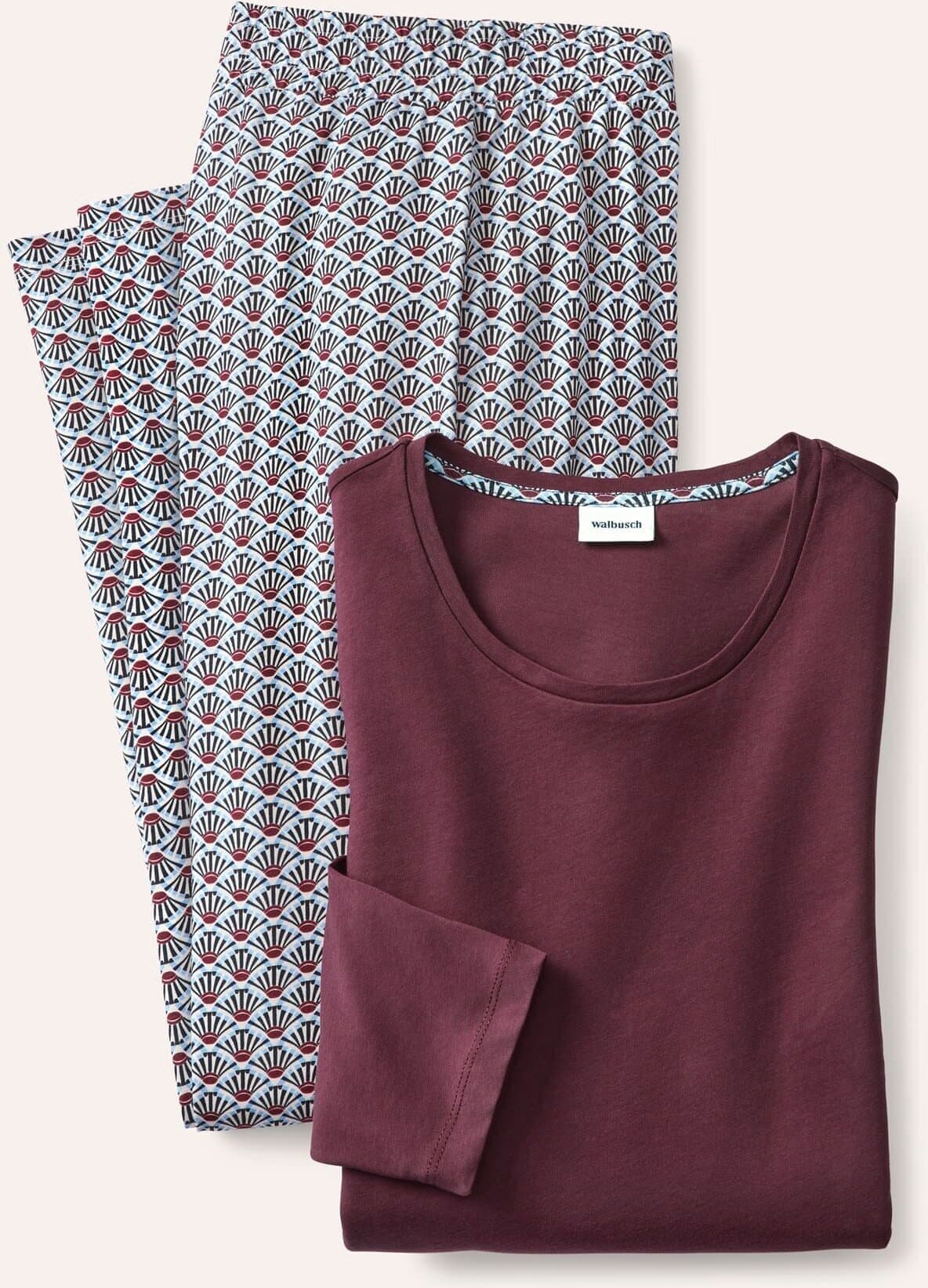 Walbusch Pyjama Everynight, normale Größen, Farbe Rot, 40, weicher Baumwoll-Jersey herrlich bequem Damen