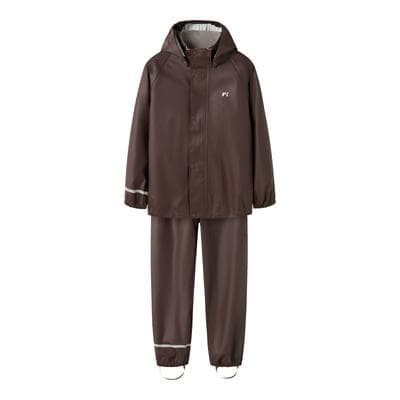 Regenmantel NAME IT "NKNDRY10 Regenjacke und Hose im Set", Jungen, Gr. 158, braun (seal braun), Web, Obermaterial: 100% Polyester, unifarben, regular fit normal, elastischer Bund, Mäntel Regenanzug, Keine Latzhose Unifarben, casual, regular fit,...