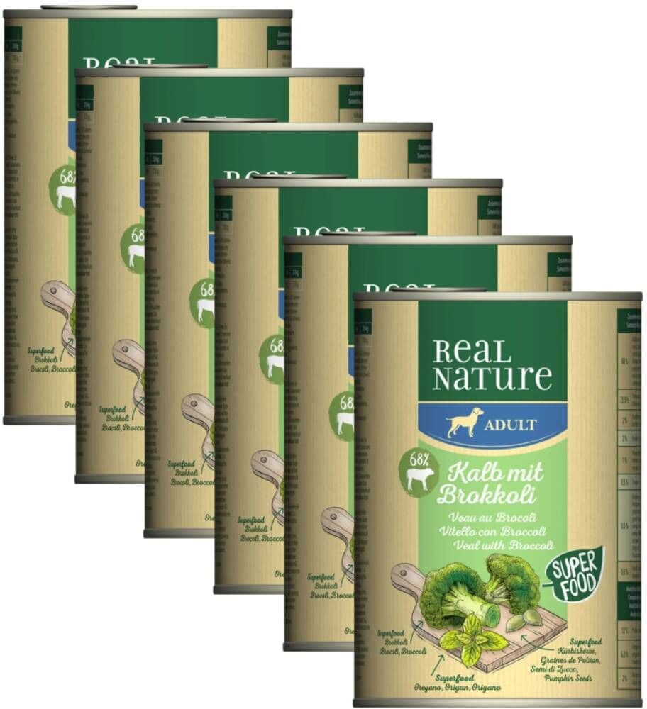 Kit Risparmio 6x400G Real Nature Dog Adult VITELLO CON BROCCOLI